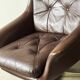 Fauteuil pivotant en cuir, Danemark, années 1960/1970, style Mid-C Modern, vintage