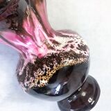 Seafoam tulipwood vase, brown and pink, Vallauris, signed PG