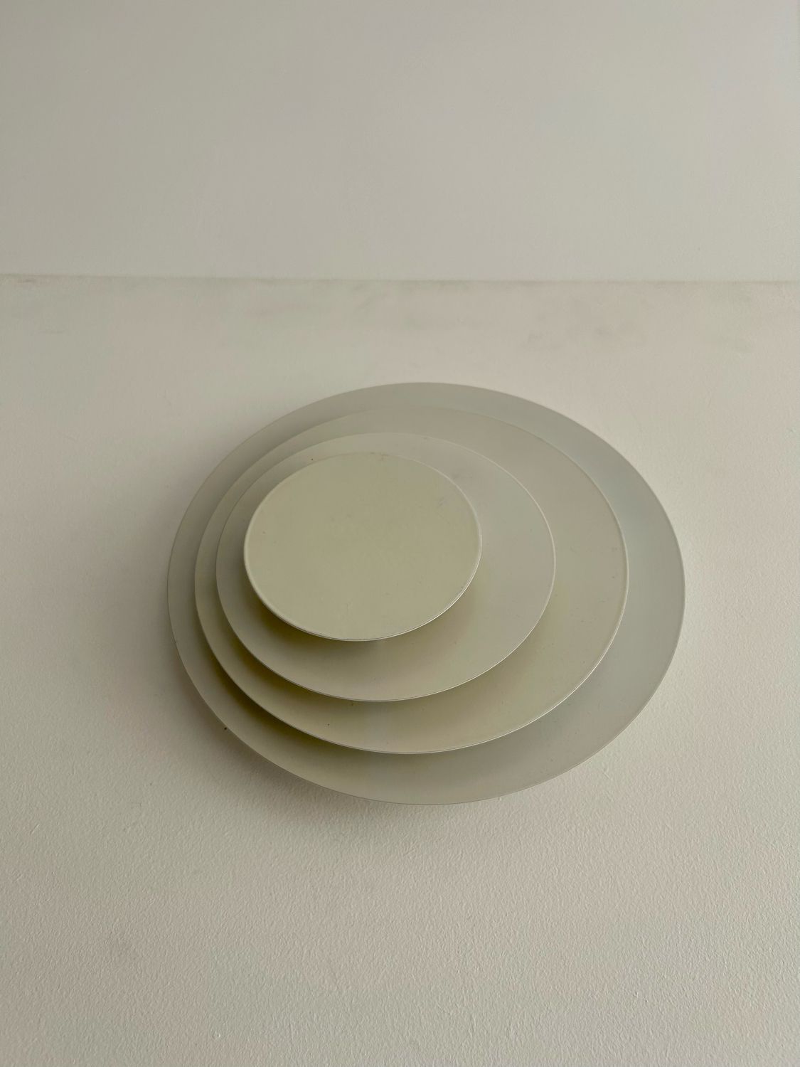 Pair of geometric vintage wall lamps, white lacquered metal, Germany 1970