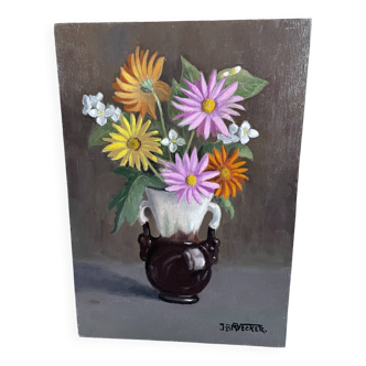 Old oil painting on panel jb maurice vecker 1896-1998 still life