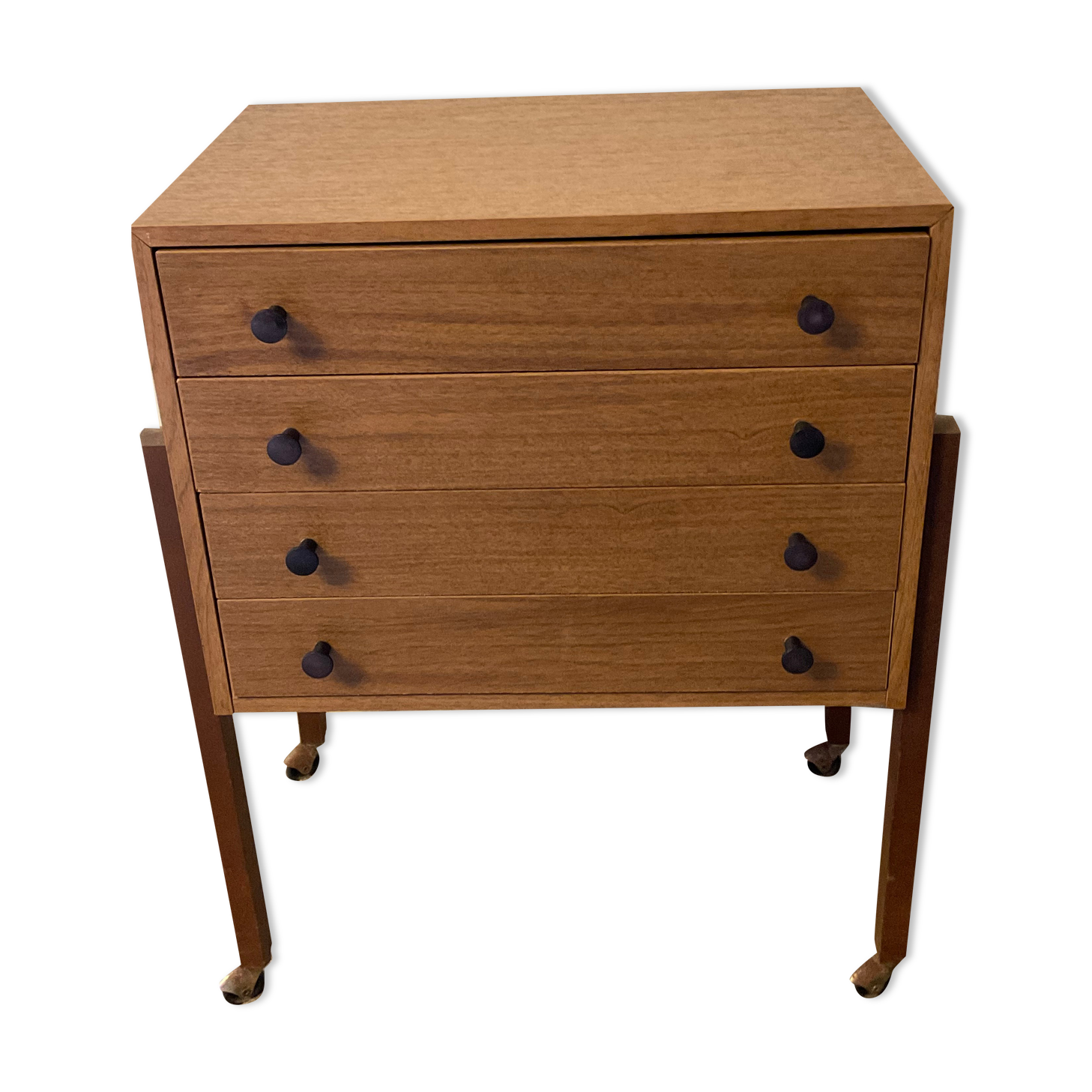 Meuble de métier vintage sur roulettes années 60-70