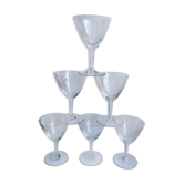 Lot 6 crystal wine glasses engraved 50s