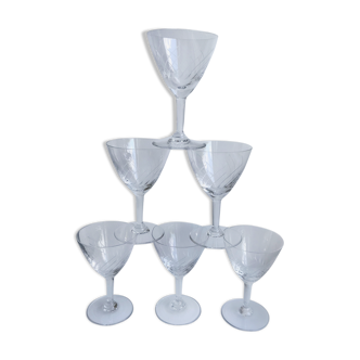 Lot 6 crystal wine glasses engraved 50s