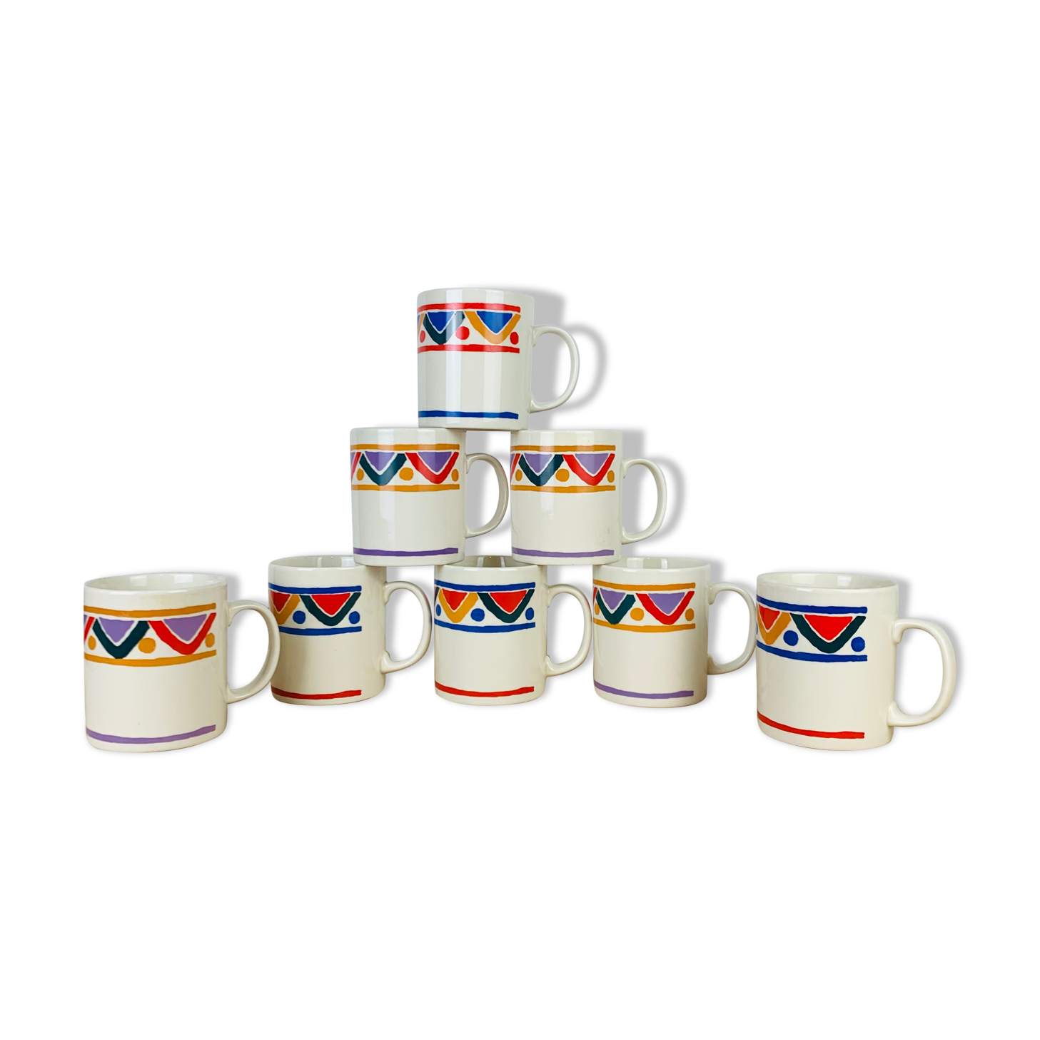 8 vintage ethnic pattern mugs