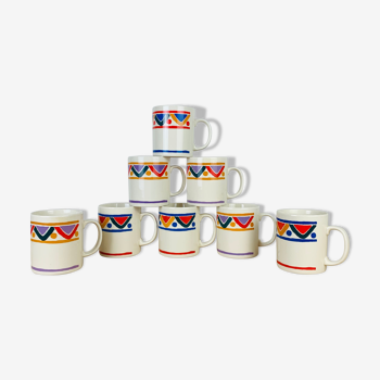 8 vintage ethnic pattern mugs