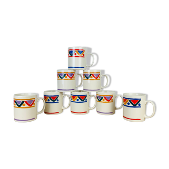 8 vintage ethnic pattern mugs
