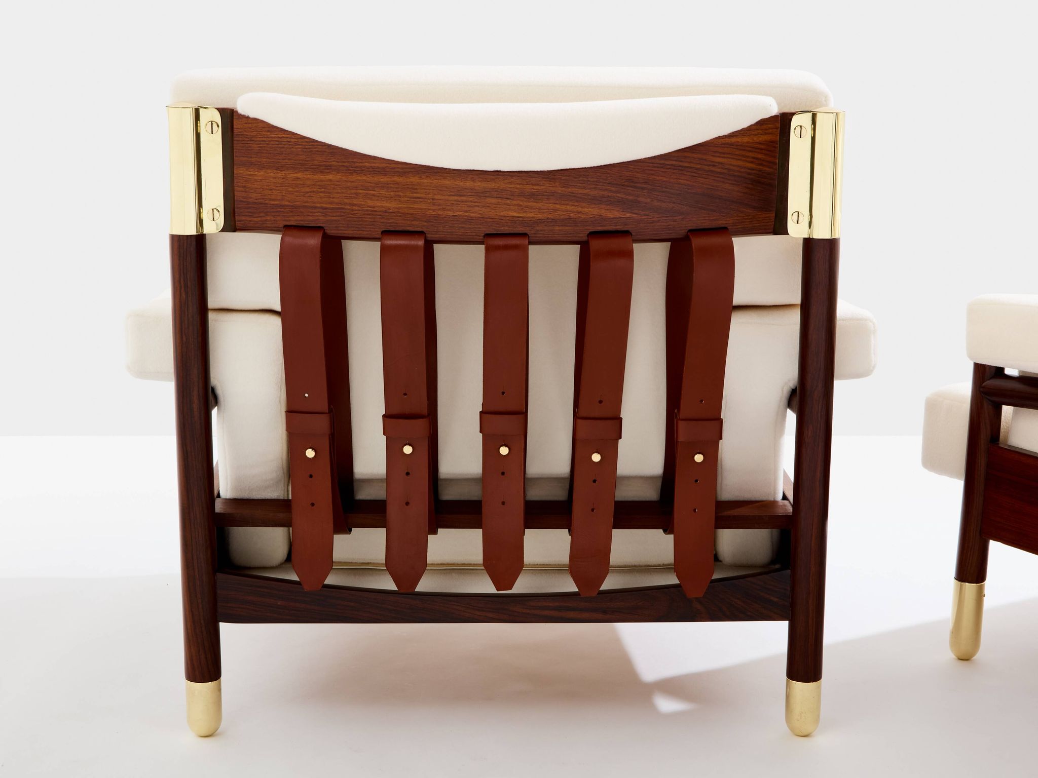 Pair of armchairs by Carlo De Carlo, rosewood, leather, brass, 1966
