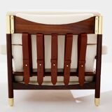 Paire de fauteuils de Carlo De Carlo palissandre cuir laiton 1966