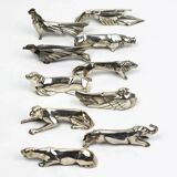 10 porte-couteaux animaliers Art déco en métal argenté – dlg Sandoz, Gallia