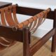 Table basse vintage palissandre et cuir Dujo Cuba 1970