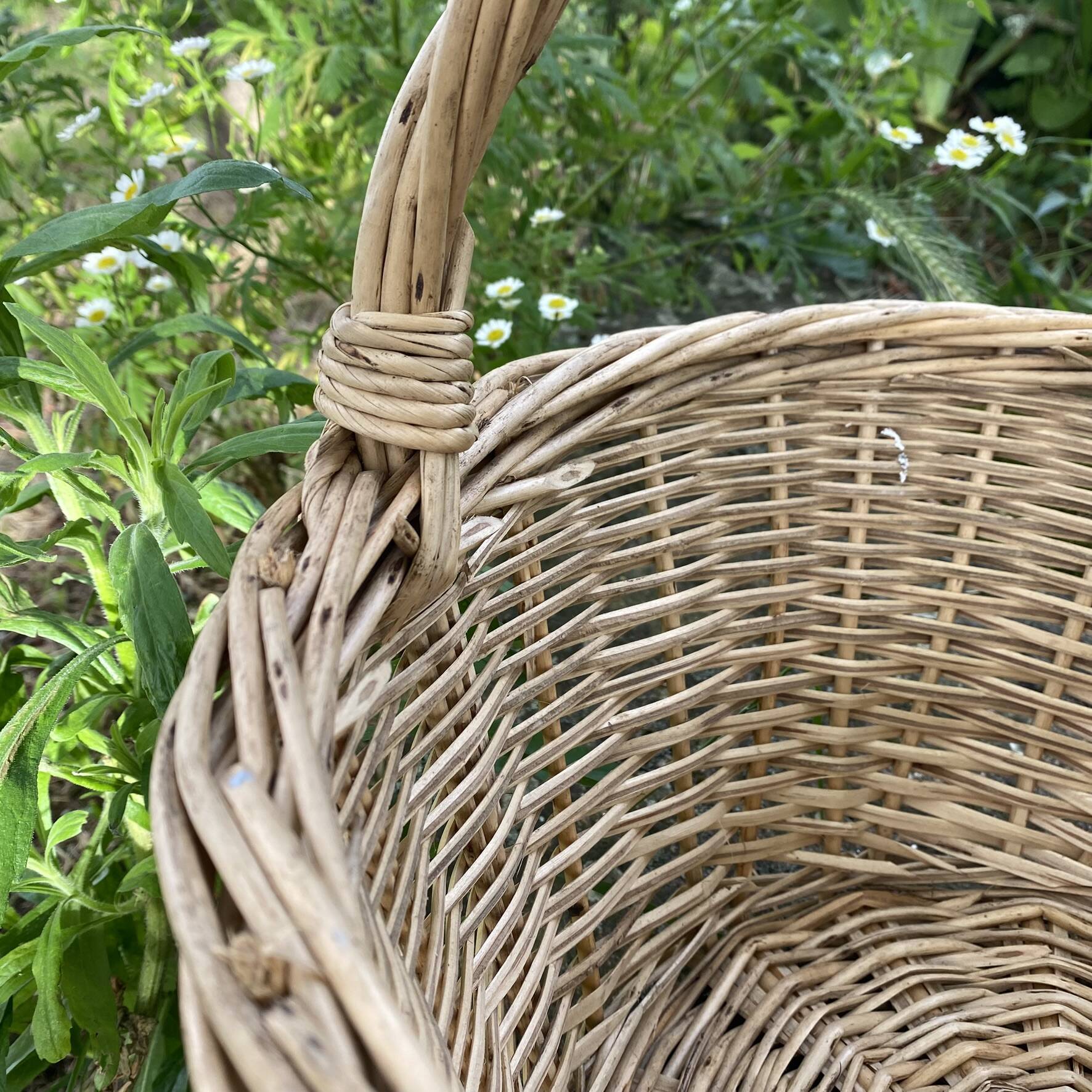 Light woven wicker round basket
