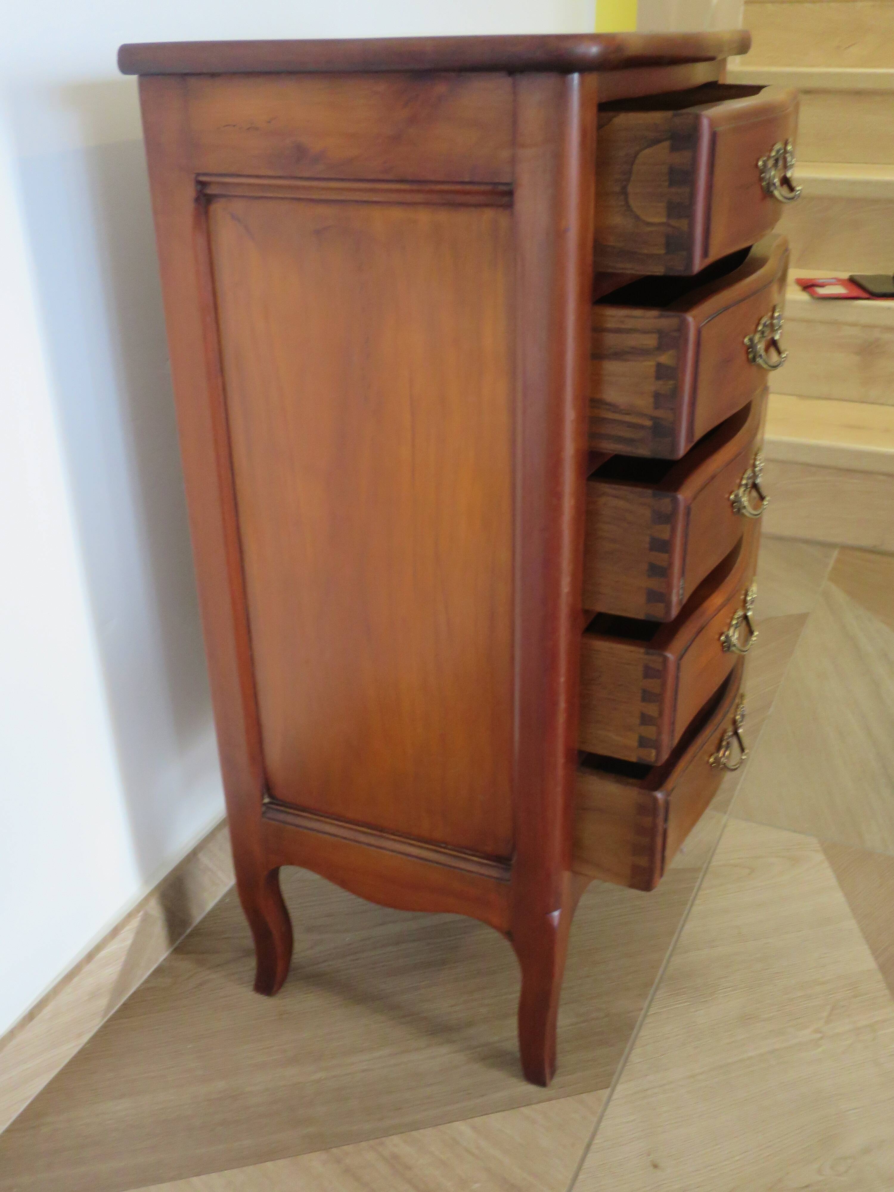 Small weekly organizer - small chest of drawers - 5 drawers - Louis XV style - cherry color