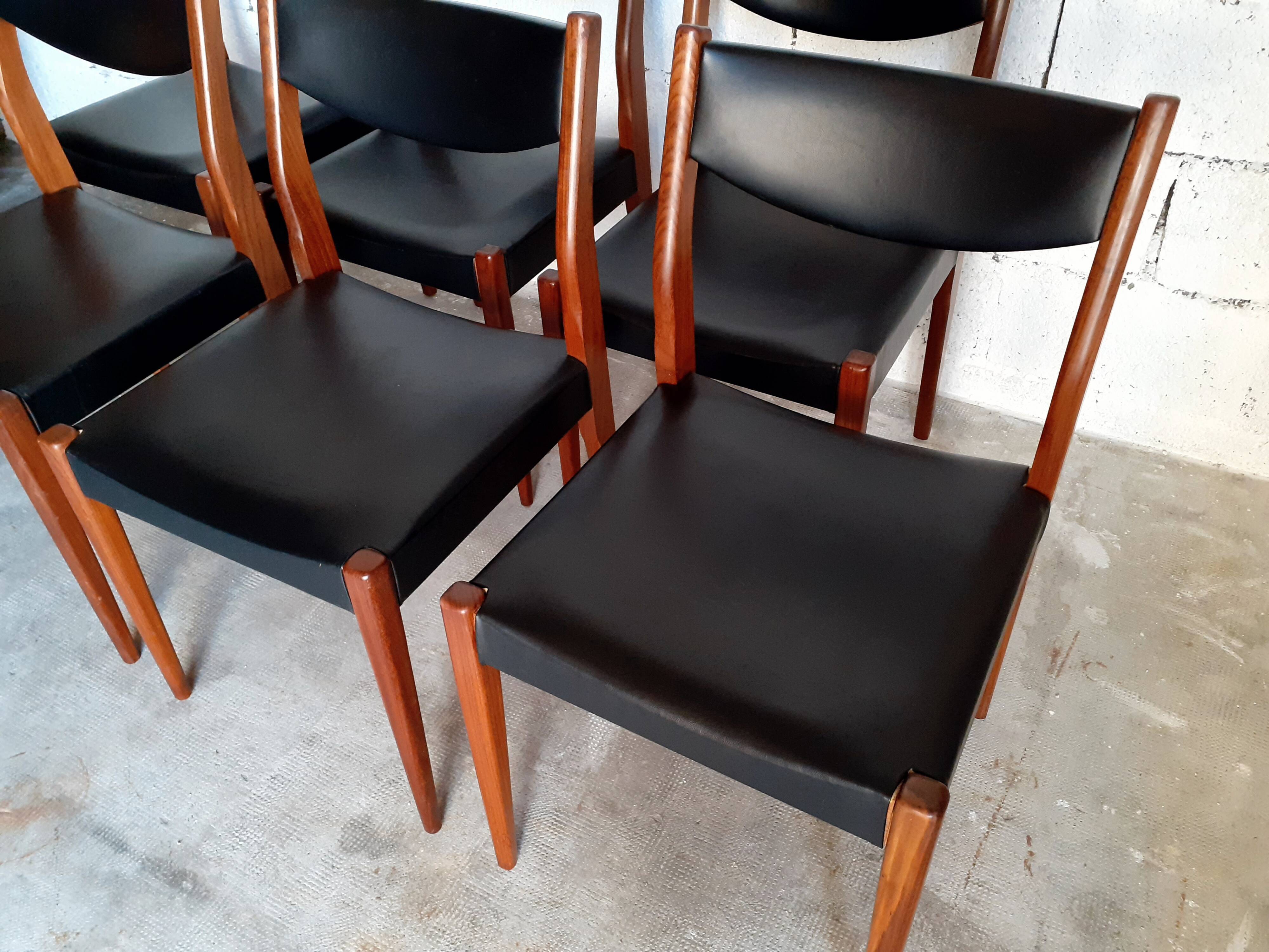 6 vintage Scandinavian teak chairs 50s 60s
