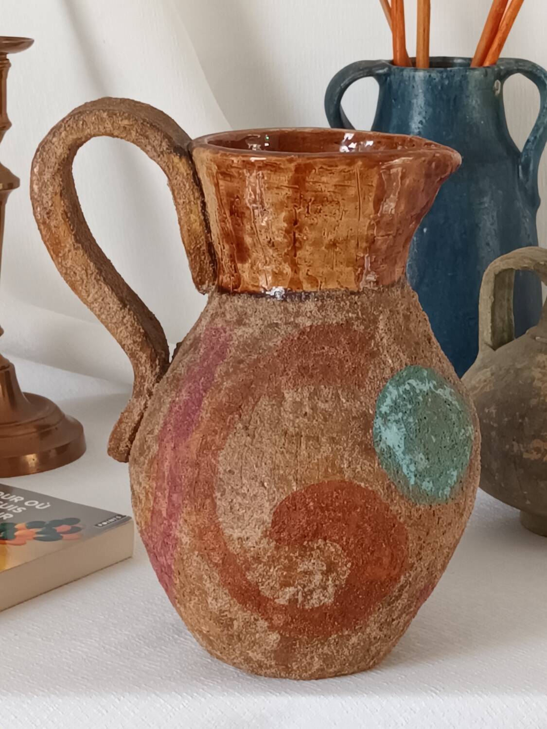 Vase pichet céramique, terracotta, vintage