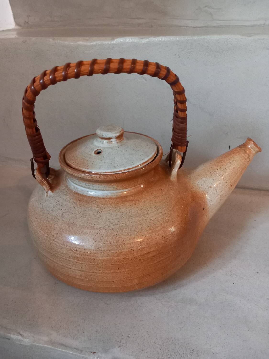 Glazed stoneware teapot