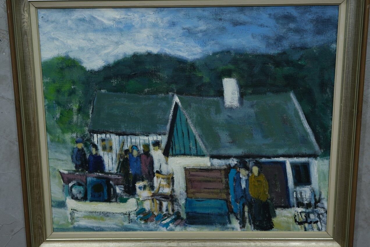 Kai christensen, scandinavian modern painting, 1960s, oil on canvas, framed