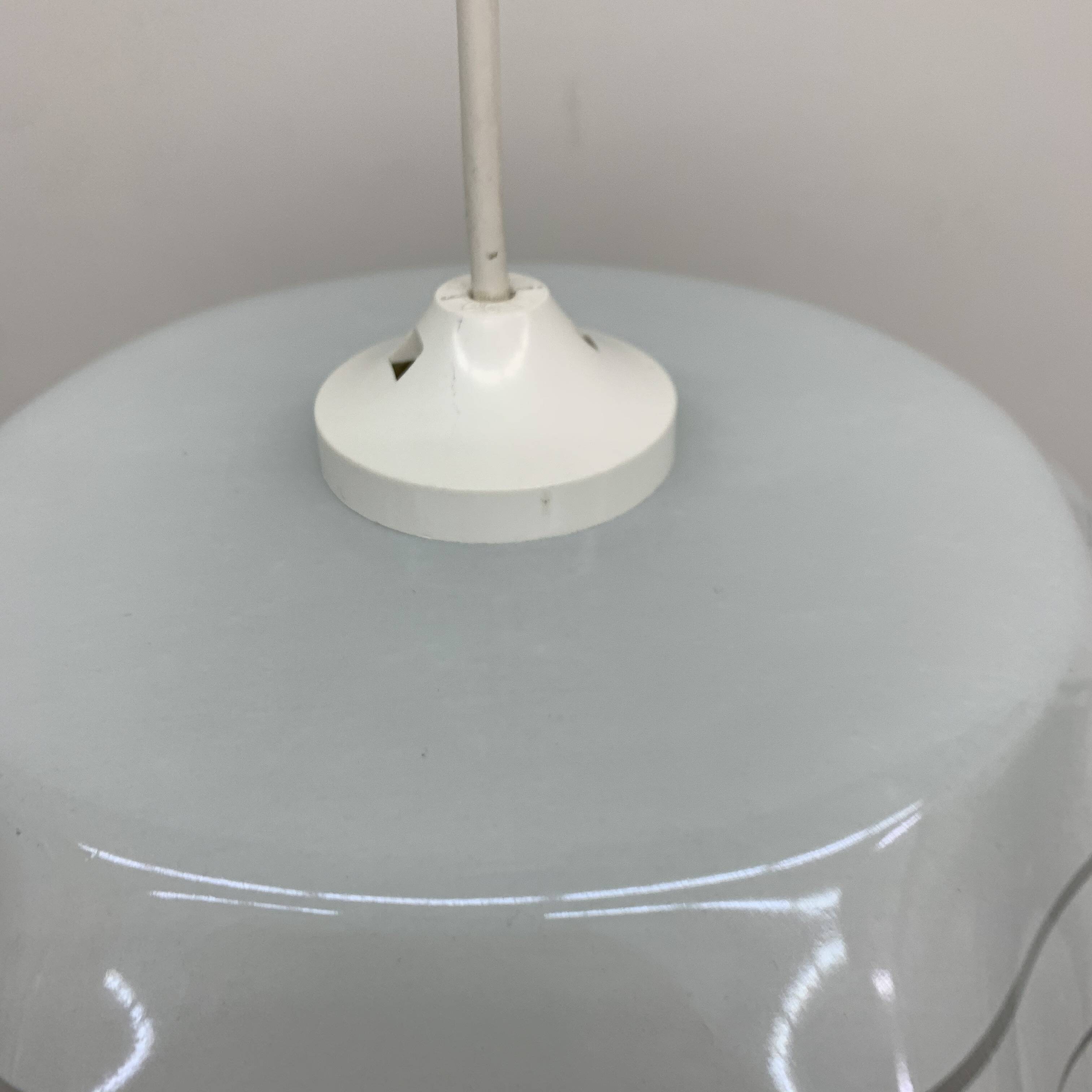 Mid-century minimalist folded glass hanging lamp, 1980’s