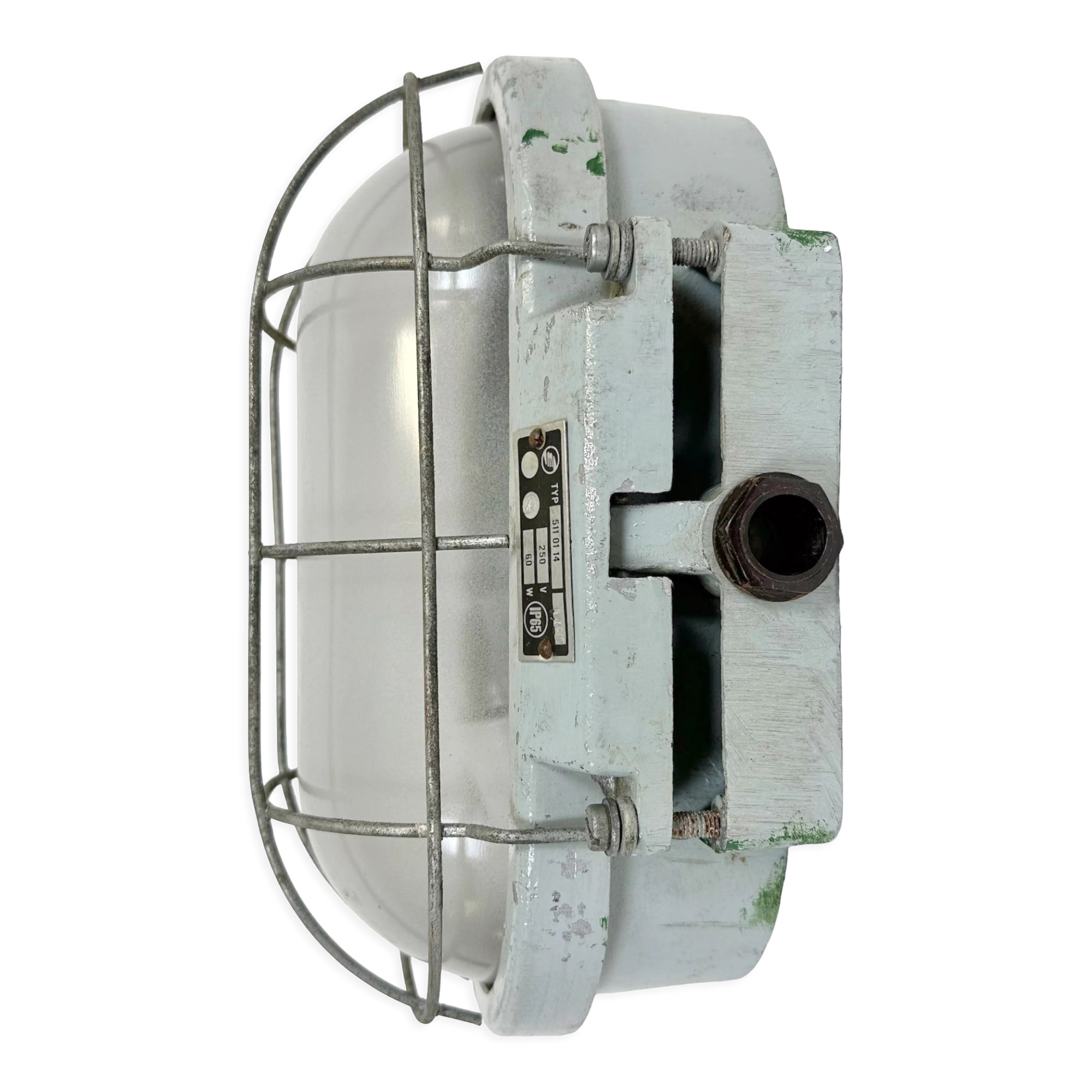 Industrial Cast Aluminium Wall Light with Milk Glass from Elektrosvit, 1970s