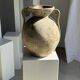 Large cream vase with double spiral handles in antique style, made of terracotta, H42 D3.