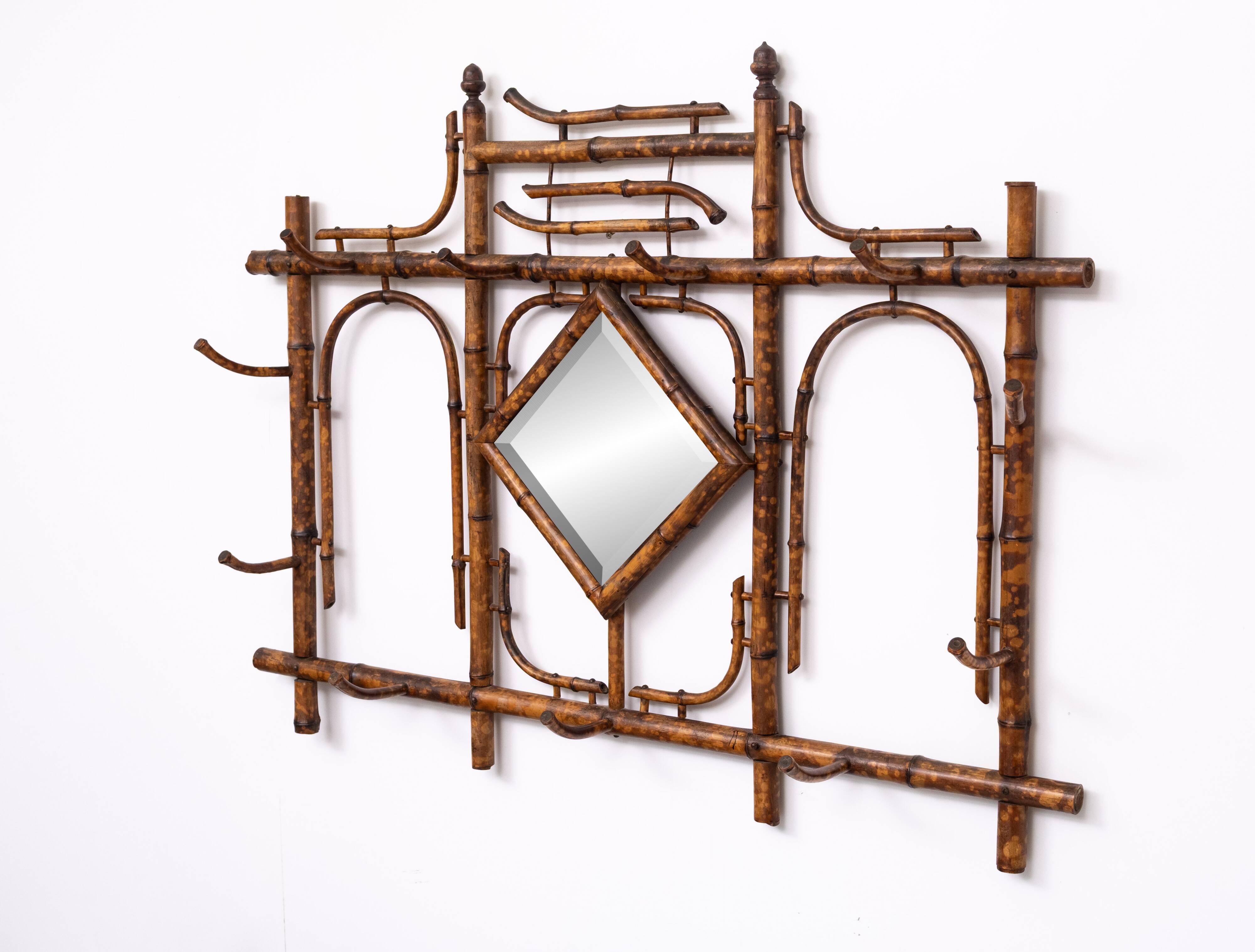 Dutch Colonial Wall Coatrack real Bamboo 1930s