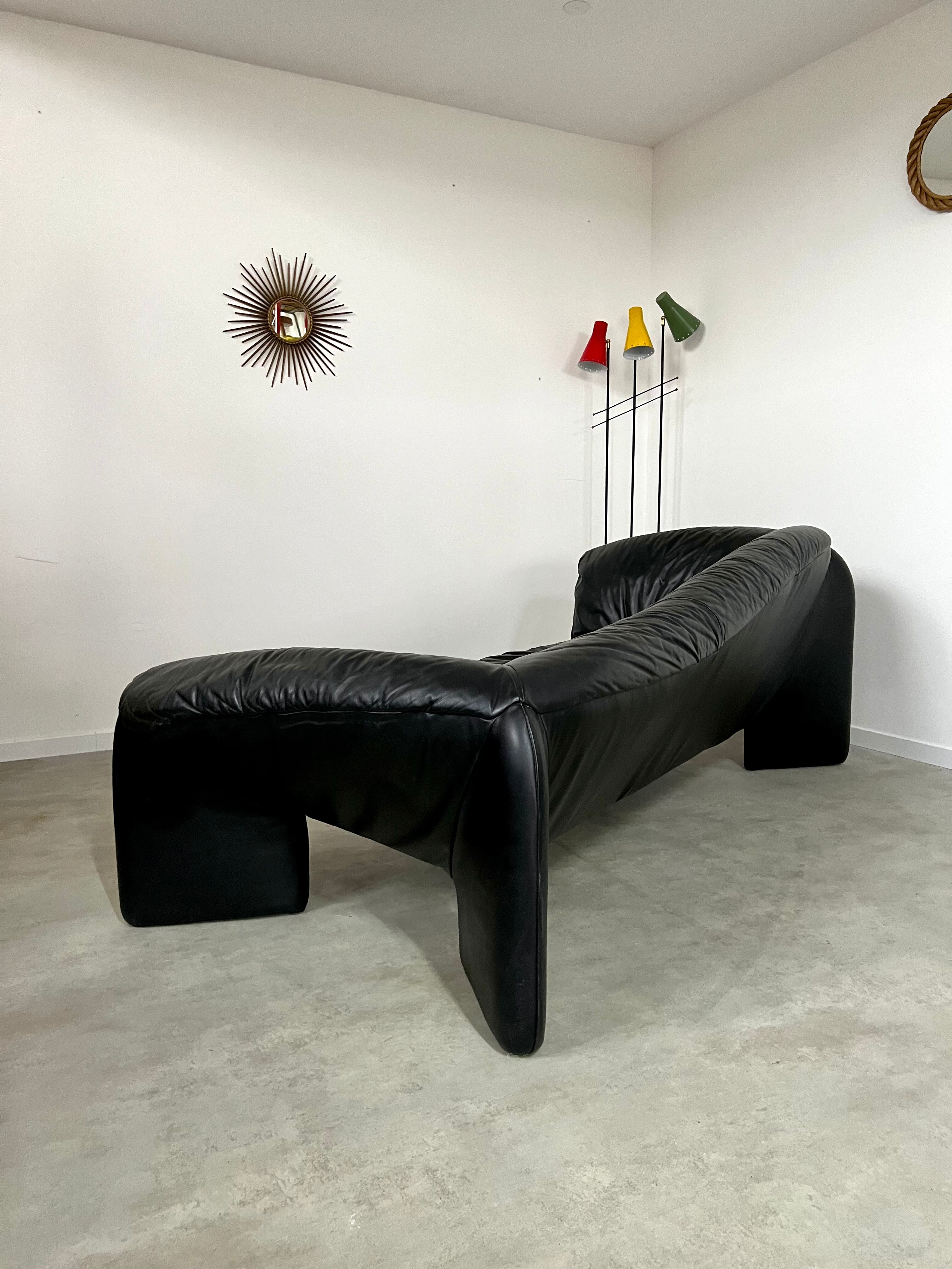 Old leather sofa design Strassle Collection of the 80
