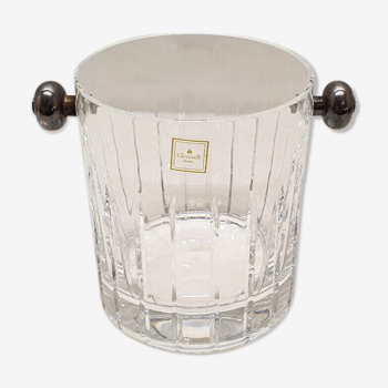 Cristofle iriana crystal ice bucket and two silver handles