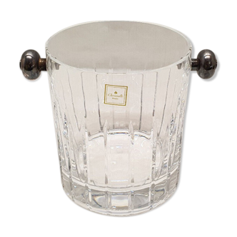 Cristofle iriana crystal ice bucket and two silver handles