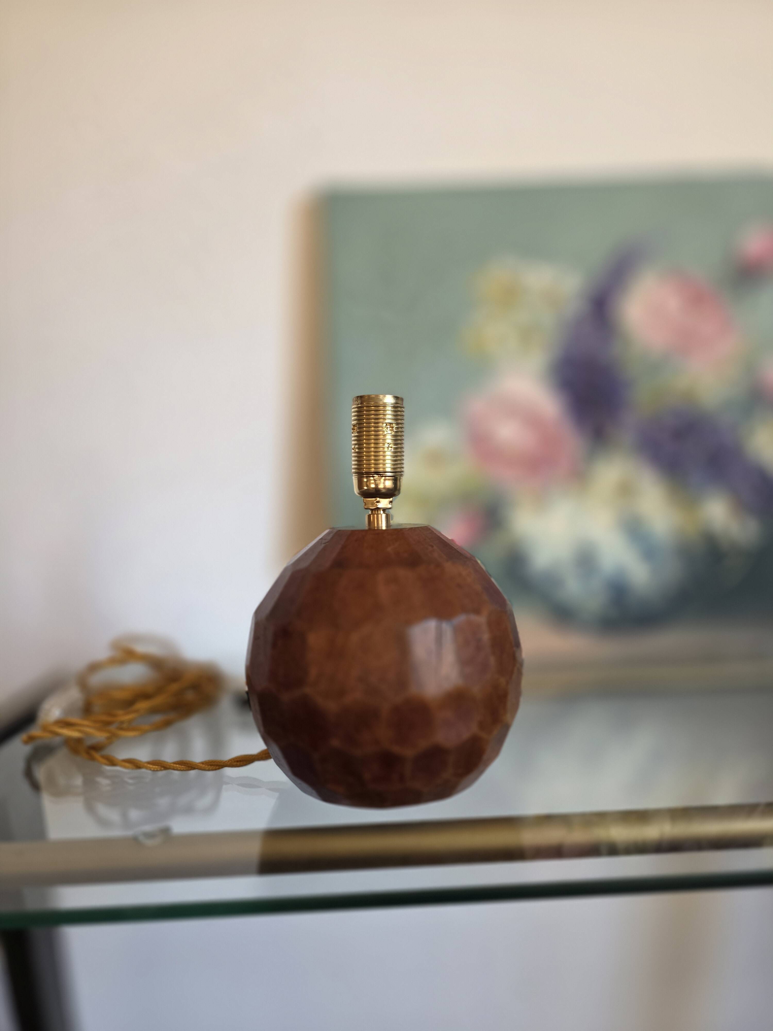 70's wooden ball lamp stands