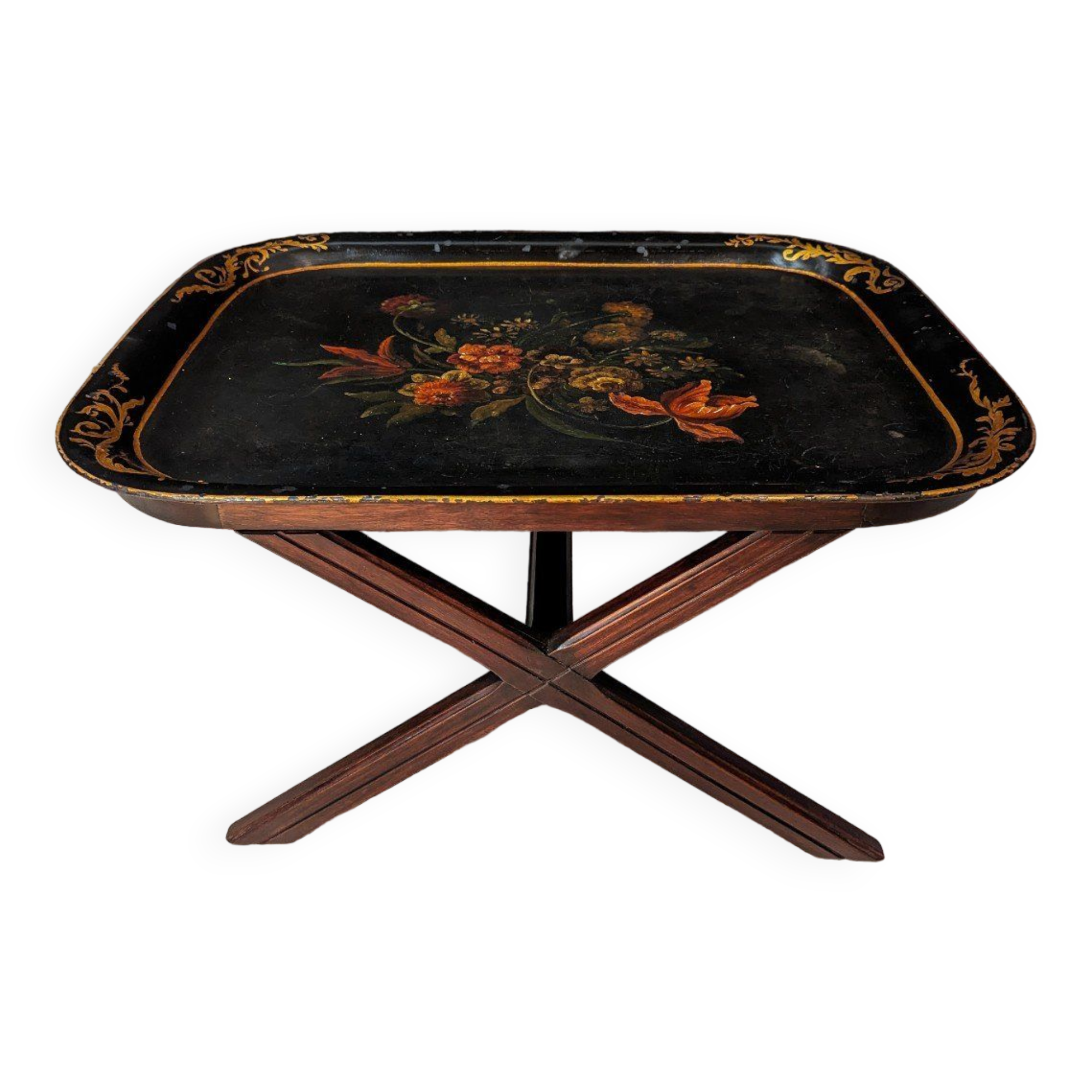 Coffee table with painted sheet metal top Napoleon III