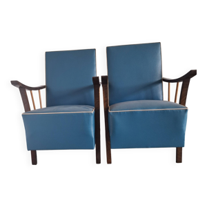 Fauteuil cocktail vintage - bleu 1950