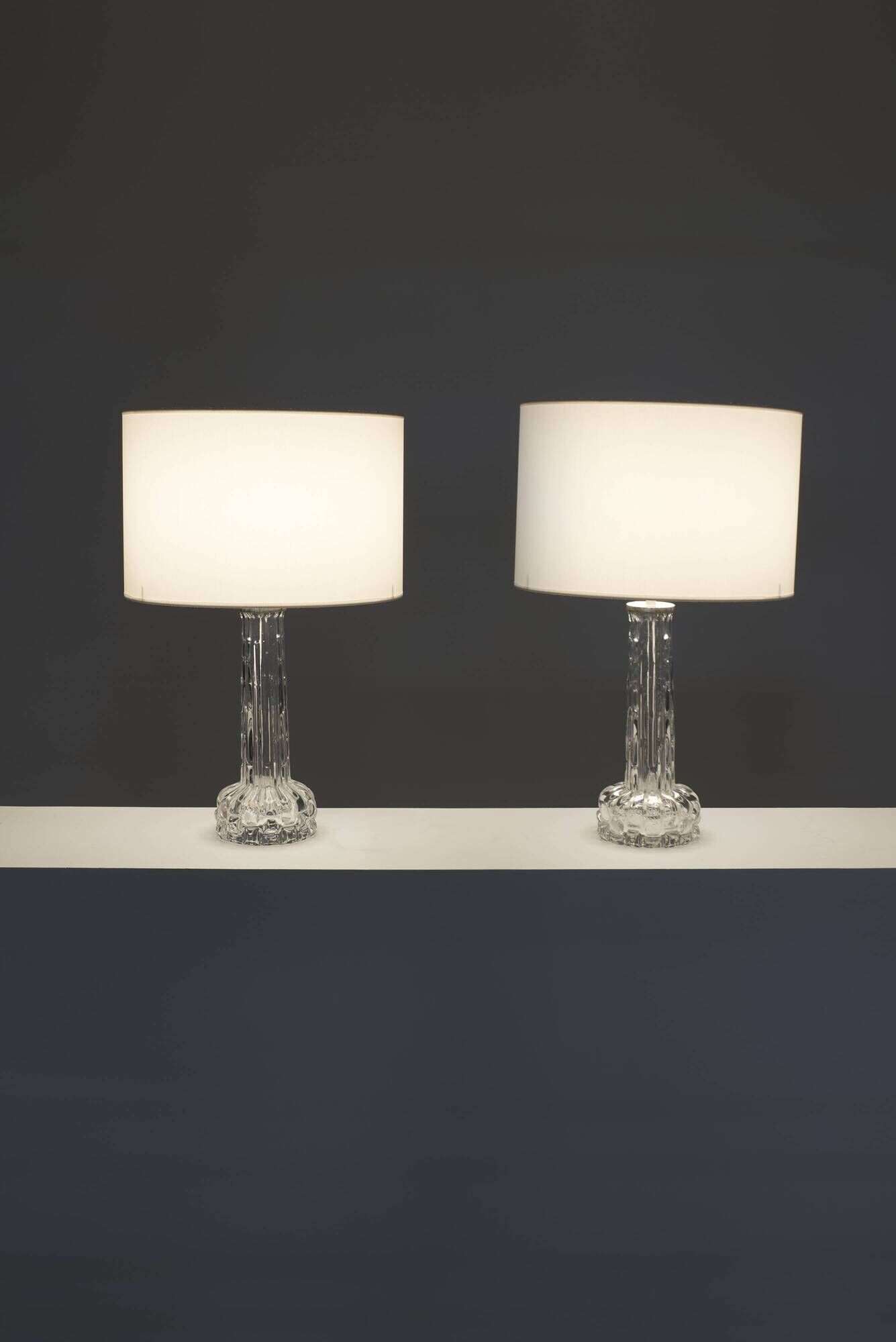 Pair of crystal table lamps by Carl Fagerlund for Orrefors, 1970s