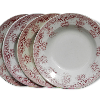 St Amand set of 4 plates to soup pink flowers model Prima