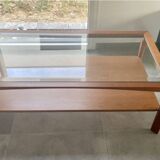 Coffee table in solid cherry and glass