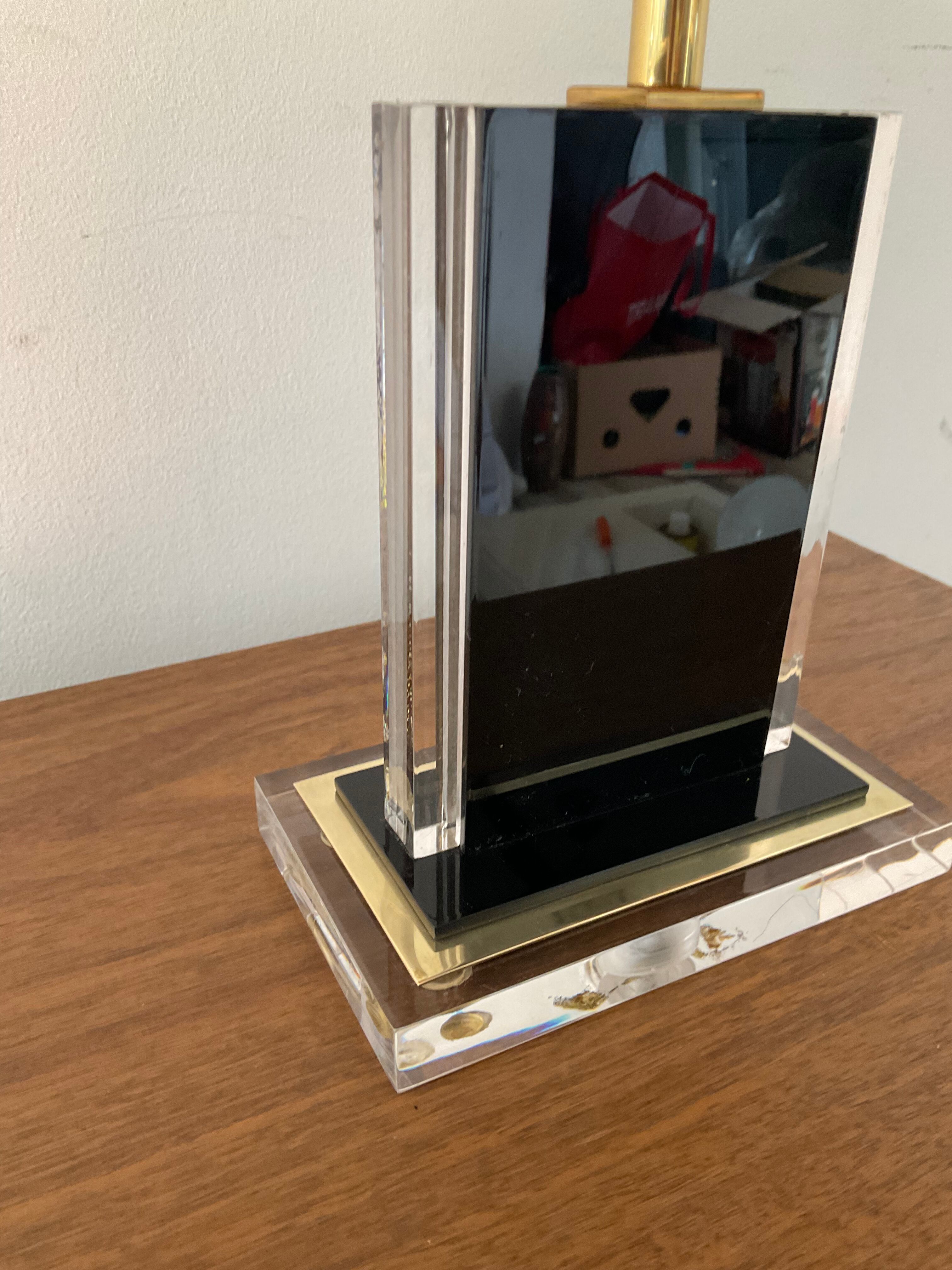 Belgo Chrom lamp in brass and lucite 70s