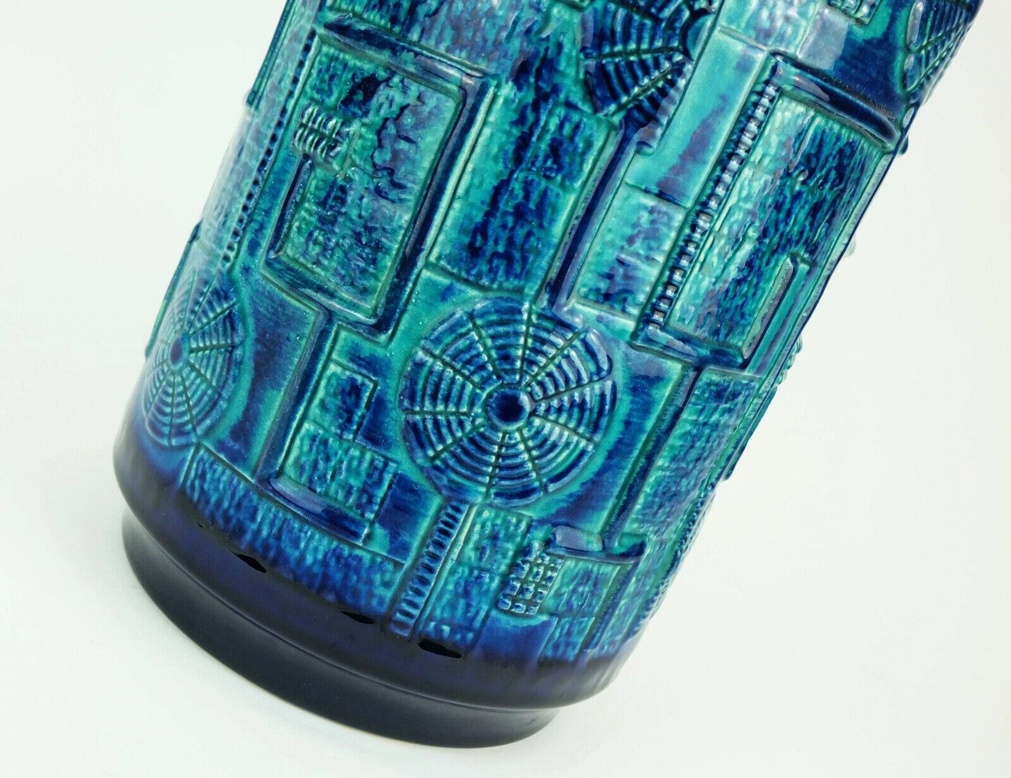 1960s bay keramik FLOOR VASE bodo mans decor 'narvik' blue and turquoise 956-45
