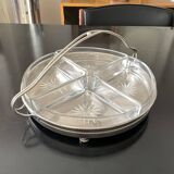 Chrome metal servant and glass for aperitif