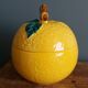 Sugar bowl candy dish box lemon in slipware