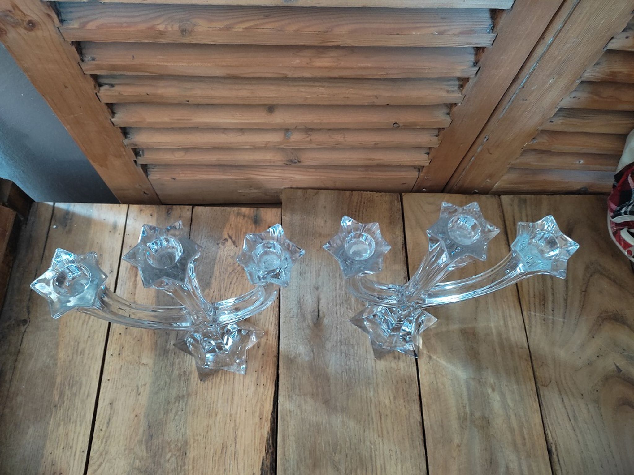 Molded crystal chandeliers 3 Branches Candle holder lot of 2 Dp 0122n008