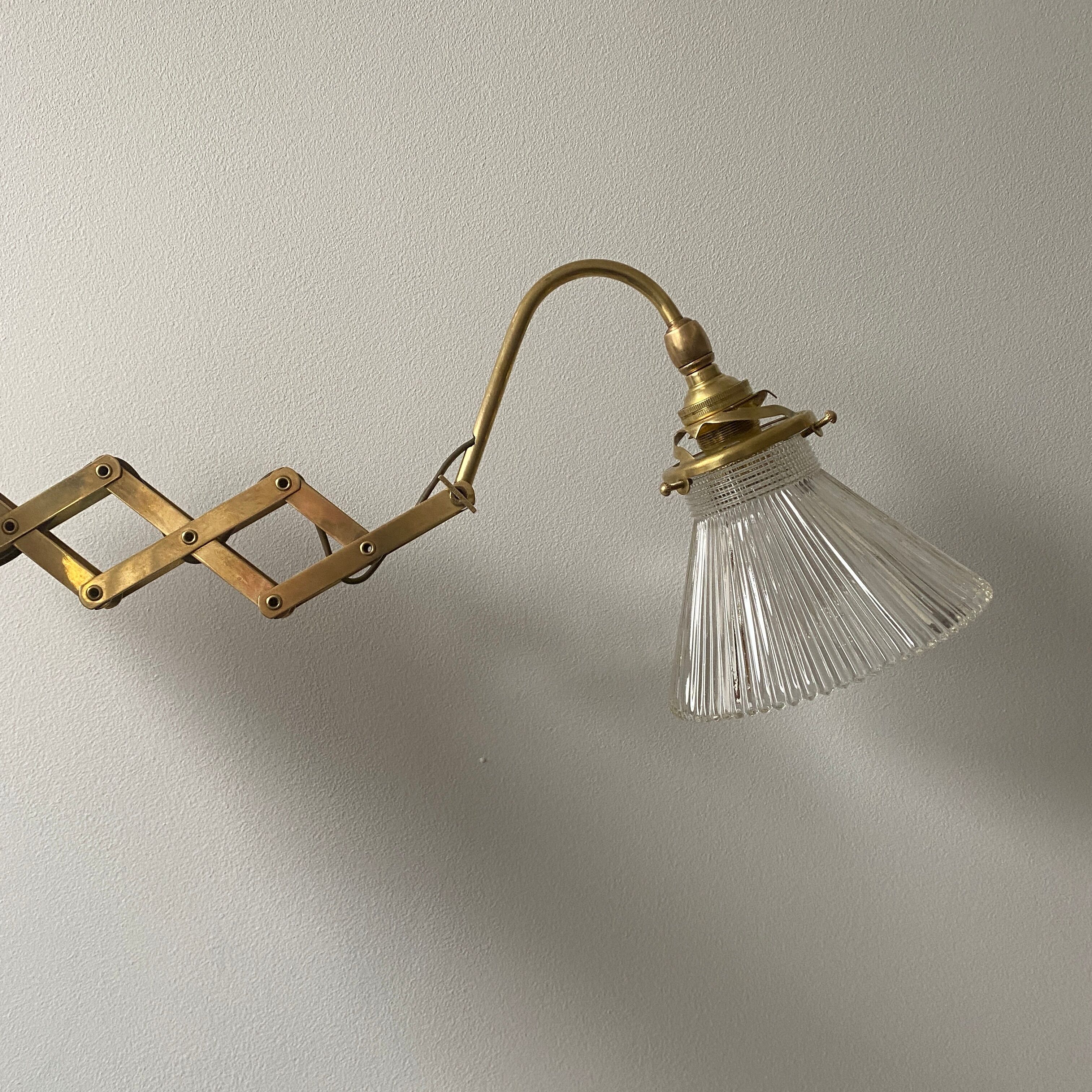 Old vintage brass accordion lamp