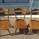 Lot de 3 chaises de bistrot en bois bar vintage