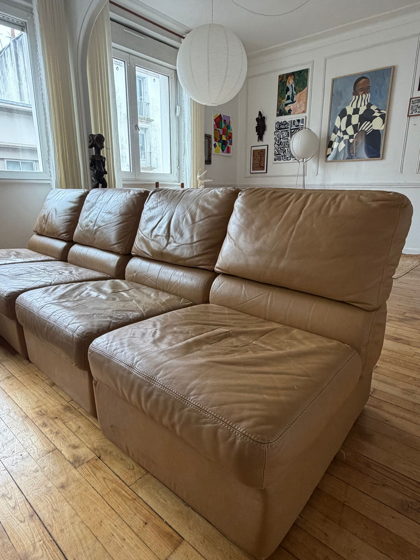 Lot de 5 chauffeuses en cuir vintage