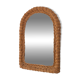 Miroir vintage arrondi en bois, cadre sculpté en forme organique rétro