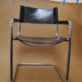 chair design vintage tubes chrome leather black