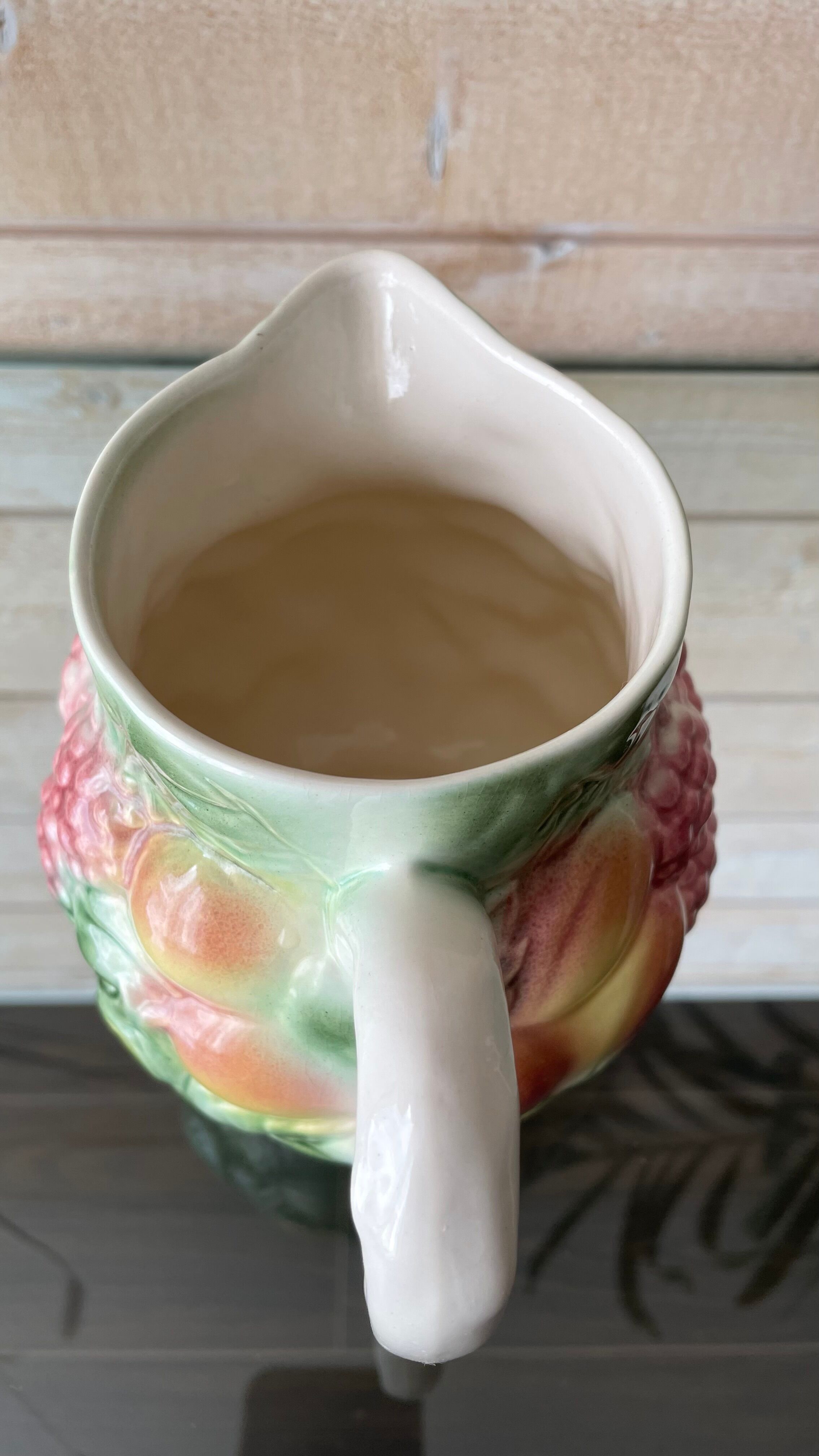 Vintage fruit slip pitcher