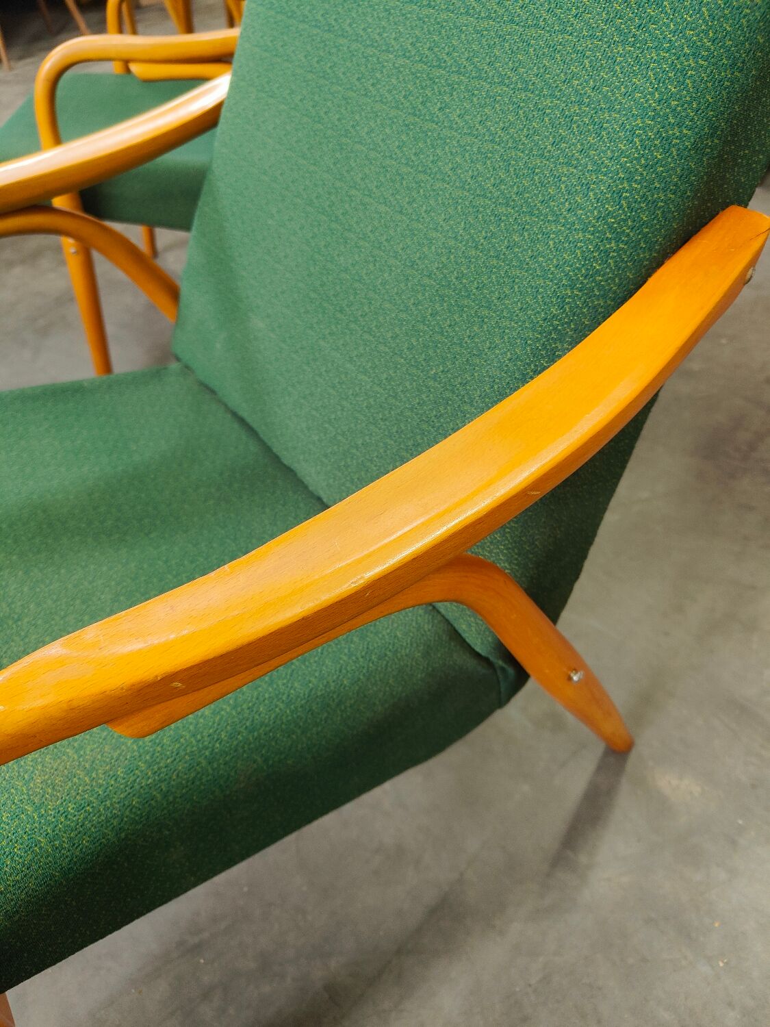 Pair of green armchairs by Antonin Suman for Ton Bystrice (Thonet) year 1960