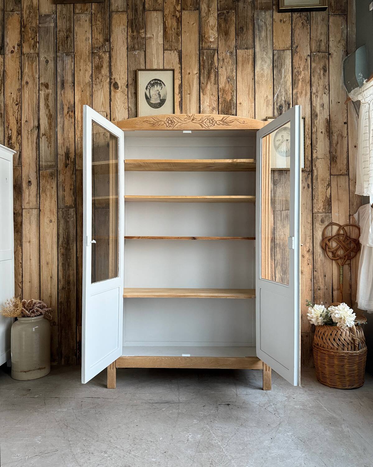 Vitrine art déco en chêne (rénovée)