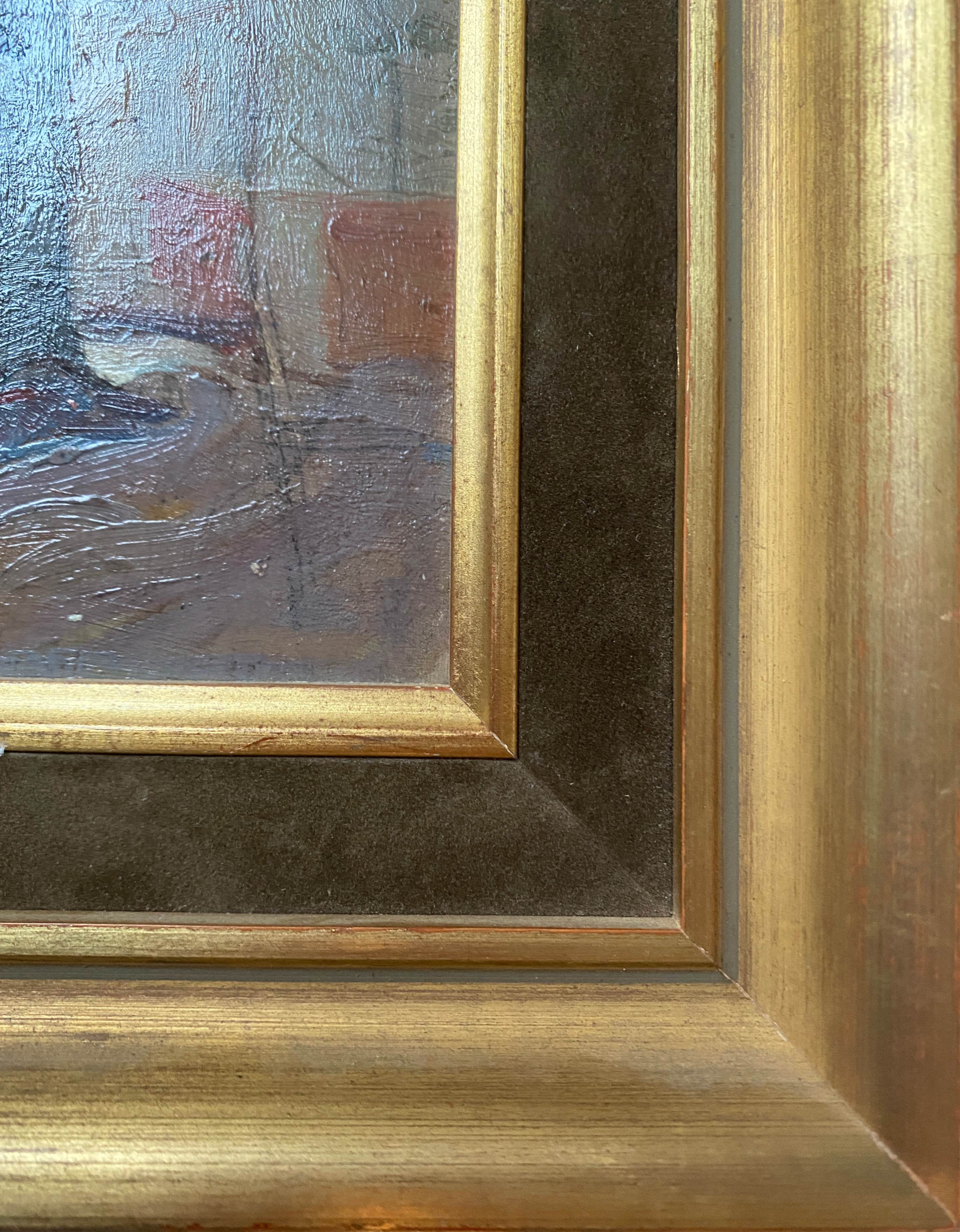 HSP table "street with old houses" early XX° Auxerre? + frame