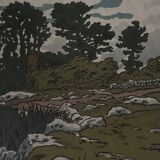 Lithograph by Henri Rivière Stream at Lopérec