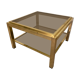 Brass coffee table, double trays in smoked glass, 1970
