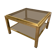 Brass coffee table, double trays in smoked glass, 1970
